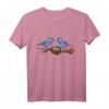 Vogel Tiere Vogelmotiv Illustration T-Shirt – Süße Vogelfamilie, ideal als Geschenk für Tier- und Vogelliebhaber