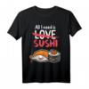Japanisches Anime Kawaii Sushi T-Shirt für Männer, Frauen & Kinder – Süßes Design, Perfekt für Anime- und Sushi-Liebhaber