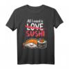 Japanisches Anime Kawaii Sushi T-Shirt für Männer, Frauen & Kinder – Süßes Design, Perfekt für Anime- und Sushi-Liebhaber