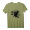 Fly High Krähe T-Shirt mit japanischen Schriftzeichen – Klassisch geschnitten, hochwertiges Vogelmotiv für Trendsetter