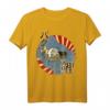 Mops reiten Koi durch die Welle - Japanische Vintage Kunstzeichnung T-Shirt, ideales Geschenk für Tier- und Kunstliebhaber