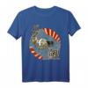 Mops reiten Koi durch die Welle - Japanische Vintage Kunstzeichnung T-Shirt, ideales Geschenk für Tier- und Kunstliebhaber
