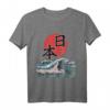 Kanagawa Wave Welle Sonne Japan Kalligraphie T-Shirt – Perfekt für Japan-Fans, Manga & Anime Liebhaber, Geschenkidee für Weihnachten & Geburtstag