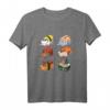 Kawaii Sushi Katzen T-Shirt – Lustiges Japanisches Design mit Katzen, Reis, Lachs & Fisch für Sushi- und Katzenfans