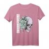 Pastellblume Ästhetisches Kunst T-Shirt mit japanischem Totenkopf - Vaporwave Design, Geschenkidee für Kunst- und Designliebhaber
