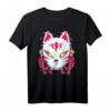 Kitsune Maske Glitch Anime Japan Aesthetik Vaporwave T-Shirt – Perfektes Otaku- und Streetwear-Geschenk für Anime-Fans, E-Girls & E-Boys