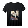 Damen Kuniyoshi Samurai Skeleton Spectre Ukiyo-e T-Shirt mit V-Ausschnitt – Japanischer Retro Streetwear im Otaku- und Harajuku-Stil
