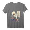 Damen Kuniyoshi Samurai Skeleton Spectre Ukiyo-e T-Shirt mit V-Ausschnitt – Japanischer Retro Streetwear im Otaku- und Harajuku-Stil