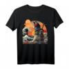 Japanisches Retro Samurai Katze T-Shirt mit Great Wave von Hokusai – Exklusives Design für Kunst- und Kulturfans