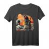 Japanisches Retro Samurai Katze T-Shirt mit Great Wave von Hokusai – Exklusives Design für Kunst- und Kulturfans