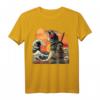 Japanisches Retro Samurai Katze T-Shirt mit Great Wave von Hokusai – Exklusives Design für Kunst- und Kulturfans