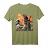 Japanisches Retro Samurai Katze T-Shirt mit Great Wave von Hokusai – Exklusives Design für Kunst- und Kulturfans