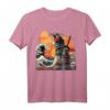 Japanisches Retro Samurai Katze T-Shirt mit Great Wave von Hokusai – Exklusives Design für Kunst- und Kulturfans