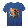 Japanisches Retro Samurai Katze T-Shirt mit Great Wave von Hokusai – Exklusives Design für Kunst- und Kulturfans