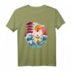Japanisches Vintage Art T-Shirt mit Glückskatze und 'Great Wave' Kanagawa - Retro Design für Japan-Liebhaber & Kulturfans