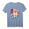 Japanisches Vintage Art T-Shirt mit Glückskatze und 'Great Wave' Kanagawa - Retro Design für Japan-Liebhaber & Kulturfans