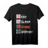 Essen Schlaf Anime Wiederholung Manga Japan Anime T-Shirt – Klassisch geschnitten, doppelt genähter Saum
