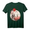 Japanisches Landschafts-T-Shirt mit Kirschblüten, roter Sonne und Samurai - Perfektes Geschenk für Anime- und Manga-Fans