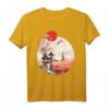 Japanisches Landschafts-T-Shirt mit Kirschblüten, roter Sonne und Samurai - Perfektes Geschenk für Anime- und Manga-Fans