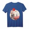 Japanisches Landschafts-T-Shirt mit Kirschblüten, roter Sonne und Samurai - Perfektes Geschenk für Anime- und Manga-Fans