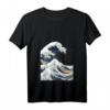 Damen T-Shirt mit 'Die große Welle von Kanagawa' - Japanische Kunst & Ukiyo-e Design, V-Ausschnitt, perfektes Geschenk für Japan-Fans und Kunstliebhaber