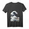 Damen T-Shirt mit 'Die große Welle von Kanagawa' - Japanische Kunst & Ukiyo-e Design, V-Ausschnitt, perfektes Geschenk für Japan-Fans und Kunstliebhaber