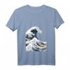 Damen T-Shirt mit 'Die große Welle von Kanagawa' - Japanische Kunst & Ukiyo-e Design, V-Ausschnitt, perfektes Geschenk für Japan-Fans und Kunstliebhaber