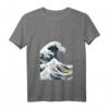 Damen T-Shirt mit 'Die große Welle von Kanagawa' - Japanische Kunst & Ukiyo-e Design, V-Ausschnitt, perfektes Geschenk für Japan-Fans und Kunstliebhaber