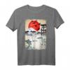 Aquarellierter japanischer Kranich T-Shirt – Elegantes Kunstmotiv im japanischen Stil, perfekt für Naturliebhaber und Kunstfans