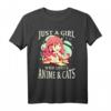Just A Girl Who Loves Anime And Cats - Anime Girl T-Shirt für Otaku Fans, Teen Mädchen & Frauen, Perfekt für Weihnachten, Geburtstag & Japan-Urlaub