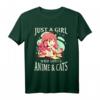 Just A Girl Who Loves Anime And Cats - Anime Girl T-Shirt für Otaku Fans, Teen Mädchen & Frauen, Perfekt für Weihnachten, Geburtstag & Japan-Urlaub