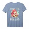 Just A Girl Who Loves Anime And Cats - Anime Girl T-Shirt für Otaku Fans, Teen Mädchen & Frauen, Perfekt für Weihnachten, Geburtstag & Japan-Urlaub
