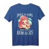 Just A Girl Who Loves Anime And Cats - Anime Girl T-Shirt für Otaku Fans, Teen Mädchen & Frauen, Perfekt für Weihnachten, Geburtstag & Japan-Urlaub