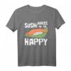 Sushi Roll Love Happy Maki Nigiri Sashimi Ebi T-Shirt – Lustiges Geschenk für Sushi Fans, Vegetarier & Veganer, Perfekt für Japan- und Asien-Liebhaber