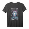 Japan Anime Mädchen T-Shirt mit Katzenliebe - Otaku Kultur, Manga & Japanische Anime Kleidung für Mädchen und Jungen