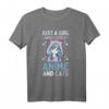 Japan Anime Mädchen T-Shirt mit Katzenliebe - Otaku Kultur, Manga & Japanische Anime Kleidung für Mädchen und Jungen