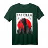 Catzilla im Sonnenuntergang Used-Look T-Shirt – Lustiges Horror-Design, Halloween-Kostüm & Geschenk für Katzenliebhaber und Horror-Fans