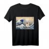 Lustiges Anime-Katzen T-Shirt mit japanischen Kanagawa-Wellen – Perfekt für Kulturliebhaber, Otaku und Katzenfans