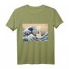 Lustiges Anime-Katzen T-Shirt mit japanischen Kanagawa-Wellen – Perfekt für Kulturliebhaber, Otaku und Katzenfans