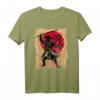 Japanischer Samurai Papyrus Sun Kalligraphie T-Shirt – Krieger Motiv für Fans japanischer Kultur, Anime & Streetwear zum Geburtstag, Halloween & mehr