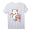 Kawaii Cat - Strawberry Milk Shake T-Shirt - Niedliches Japanisches Katzen-Design im Retro 90er Look, perfekt für Anime- und Kawaii-Fans