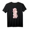 Niedliches Kawaii Anime T-Shirt mit Schweinen auf einem Stapel – Japanisches Ästhetisches Design für Anime- und Kawaii-Fans