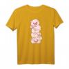 Niedliches Kawaii Anime T-Shirt mit Schweinen auf einem Stapel – Japanisches Ästhetisches Design für Anime- und Kawaii-Fans