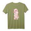 Niedliches Kawaii Anime T-Shirt mit Schweinen auf einem Stapel – Japanisches Ästhetisches Design für Anime- und Kawaii-Fans