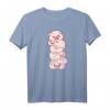 Niedliches Kawaii Anime T-Shirt mit Schweinen auf einem Stapel – Japanisches Ästhetisches Design für Anime- und Kawaii-Fans
