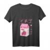 Damen Kawaii Japanisches Erdbeer Milch Getränk T-Shirt mit V-Ausschnitt - Retro Manga Design, Humorvoll & Perfektes Geschenk für Japan-Fans