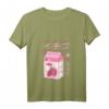 Damen Kawaii Japanisches Erdbeer Milch Getränk T-Shirt mit V-Ausschnitt - Retro Manga Design, Humorvoll & Perfektes Geschenk für Japan-Fans