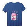 Damen Kawaii Japanisches Erdbeer Milch Getränk T-Shirt mit V-Ausschnitt - Retro Manga Design, Humorvoll & Perfektes Geschenk für Japan-Fans
