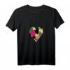 Herz mit militärgrünem, beige, rosa & schwarzem Herzmuster T-Shirt mit V-Ausschnitt – Witziges & originelles Kommunikationst-Shirt für alle