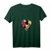 Herz mit militärgrünem, beige, rosa & schwarzem Herzmuster T-Shirt mit V-Ausschnitt – Witziges & originelles Kommunikationst-Shirt für alle